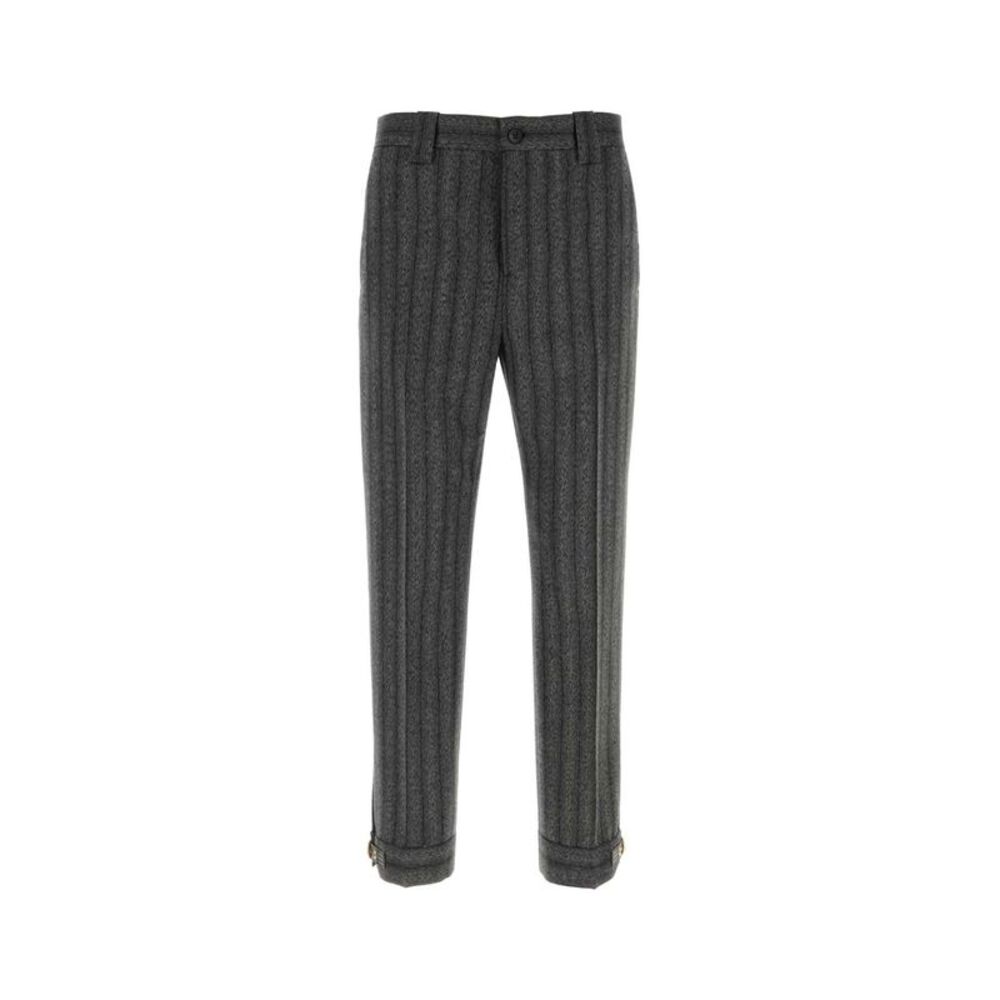 Versace Men Embroidered Wool Pant